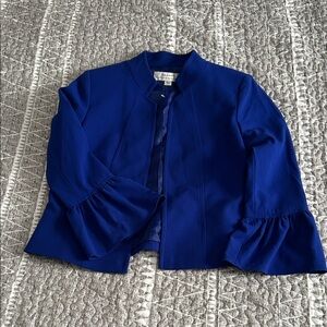 Elegant Blue Ruffle Sleeve Jacket